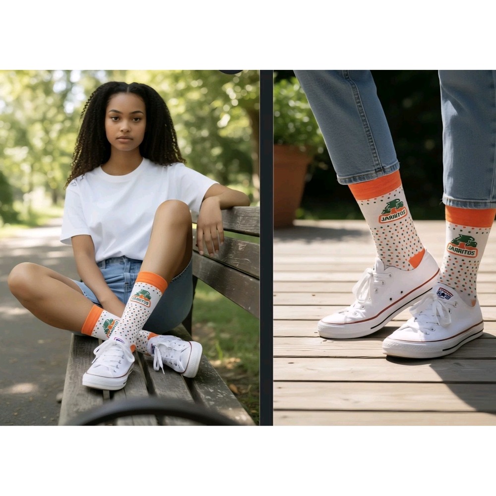 Jarritos Mexican Brand Soda Sufice Good Socks Women's SZ Med Polka Dot Orange